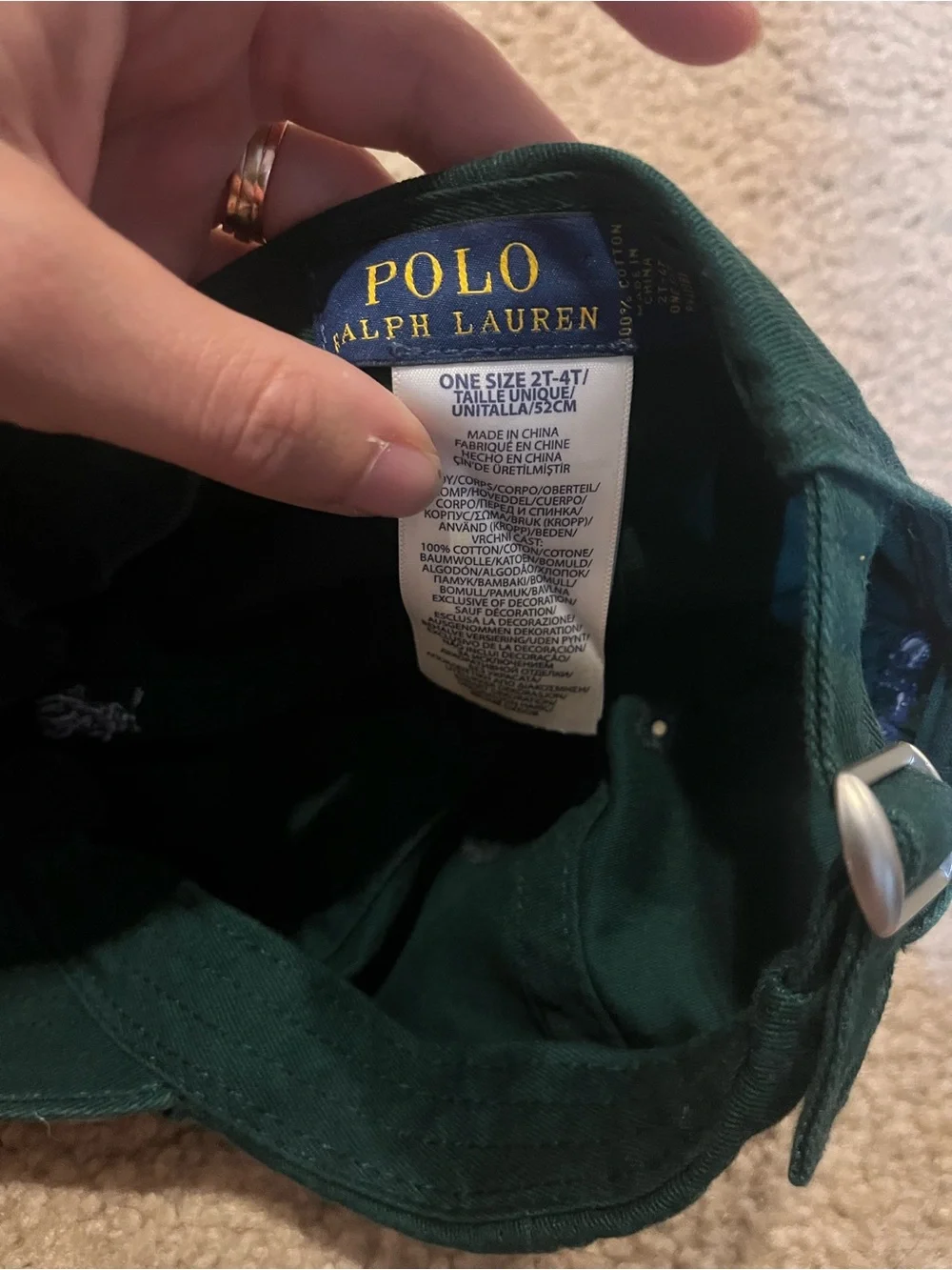 Ralph Lauren Dark Green Polo Logo Baseball Cap toddler size